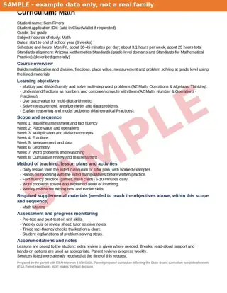 Sample: Sam - Curriculum - Math