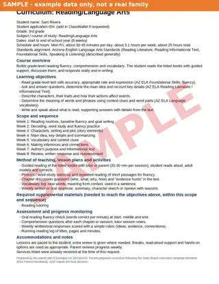 Sample: Sam - Curriculum - Reading Language Arts